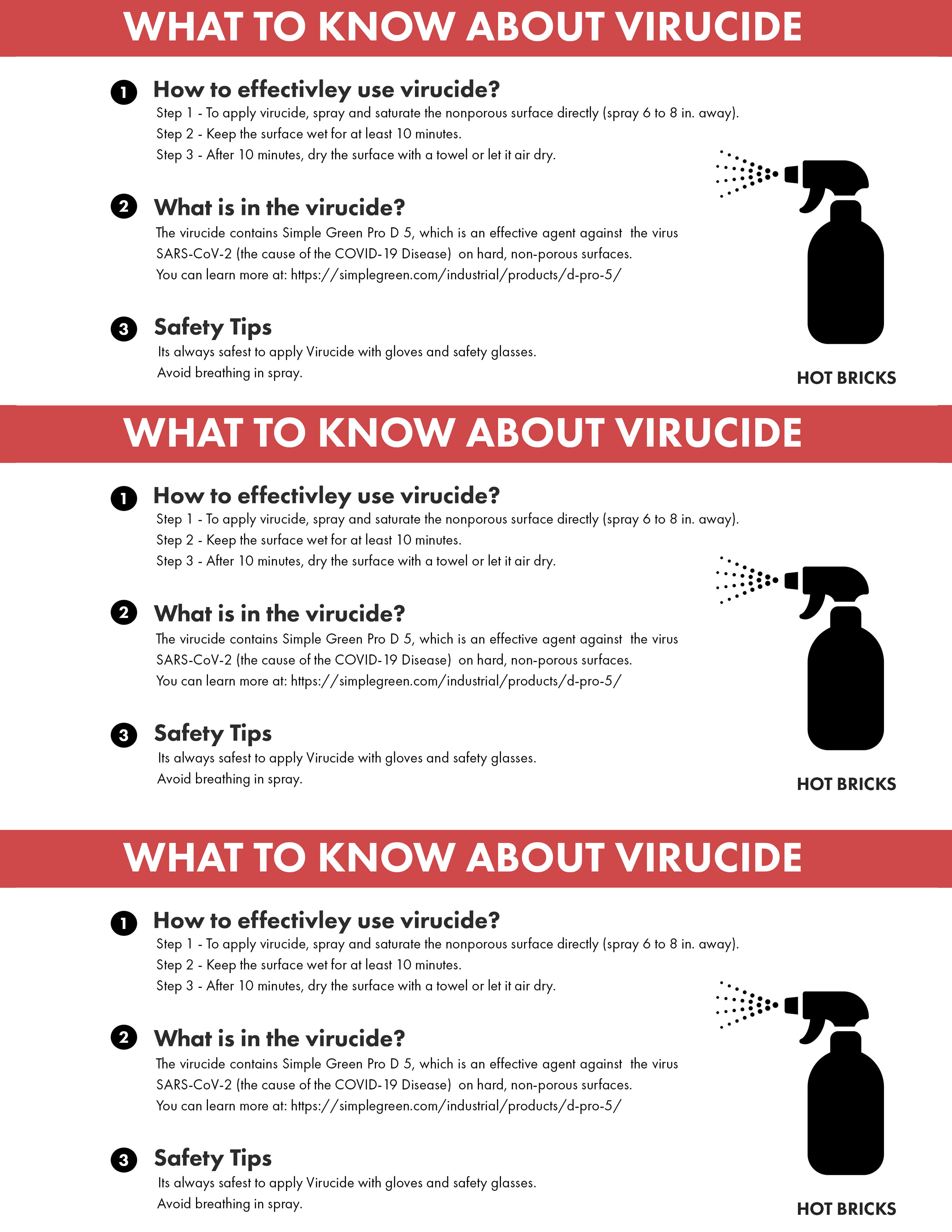 Hot Bricks Virucide Instructions